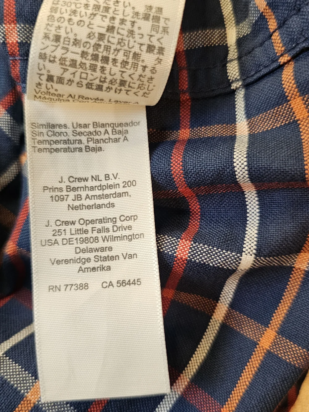J.Crew Flex Oxford Slim Plaid Button Down Shirt Blue Orange NWT Size L